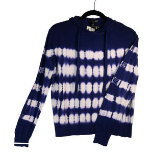 NEW Aqua Bloomingdales Blue Tie Dye Sweater Womens XL Hoodie Lightweight NWT $78